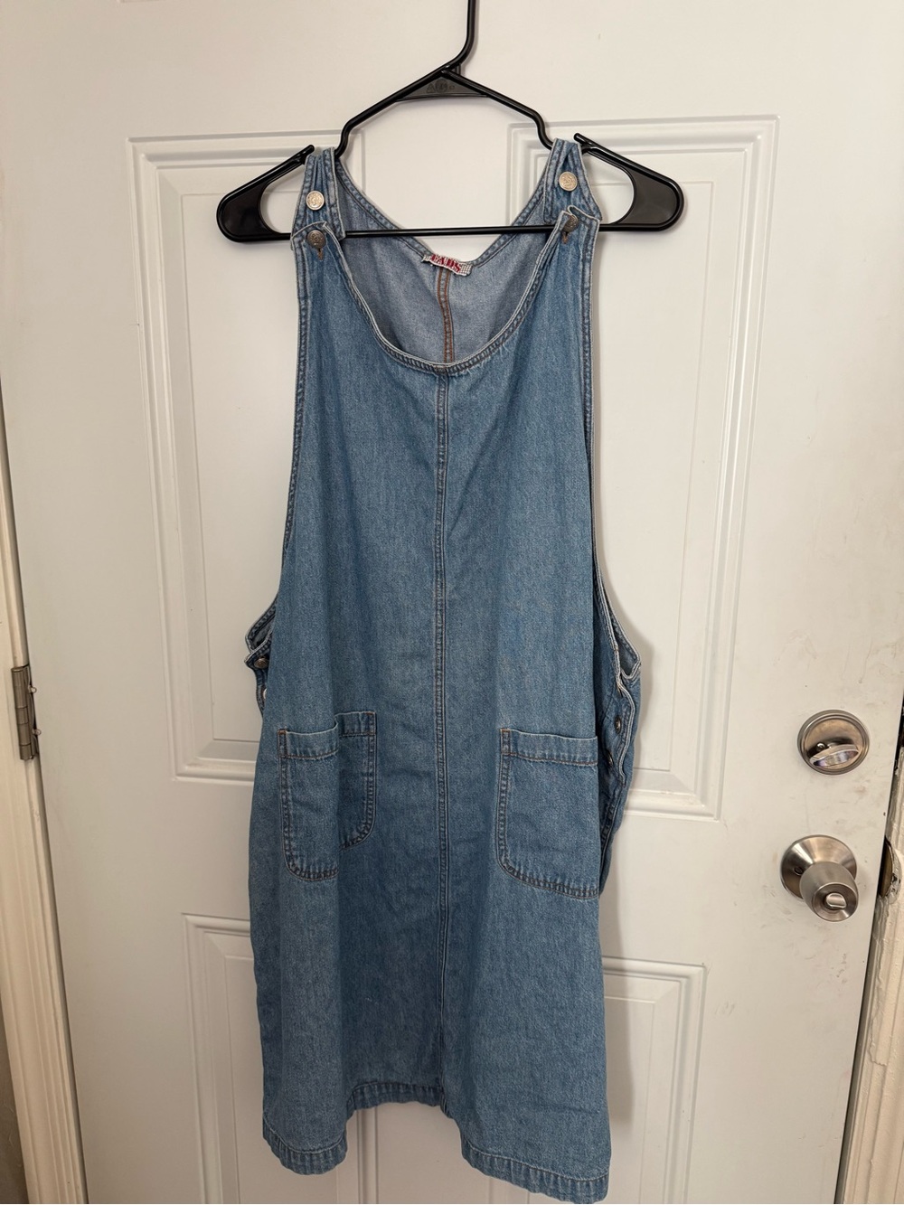 Vintage FADS Light Wash Denim Jumper Dress Side Buttons Pockets